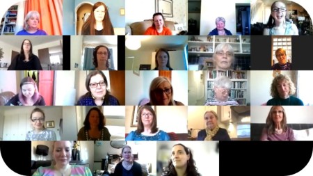 Screenshot of our ladies (on Zoom) at our 5th anniversary celebration