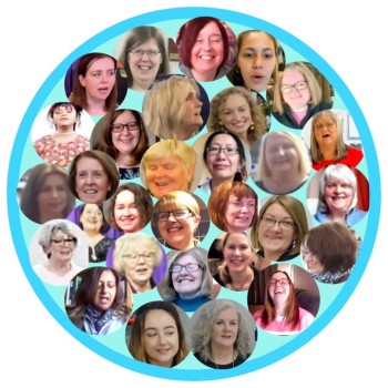 Collage of ladies from our singing groups in Glasgow