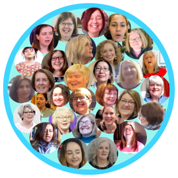 Collage of ladies from our singing groups in Glasgow