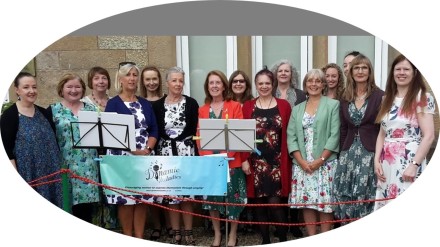 Group of our ladies singing at the strawberry tea event in Giffnock, Glasgow