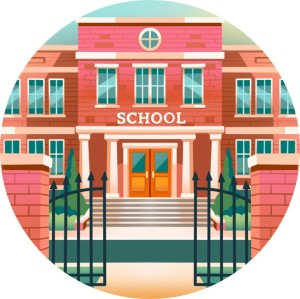 Stylized image of a school
